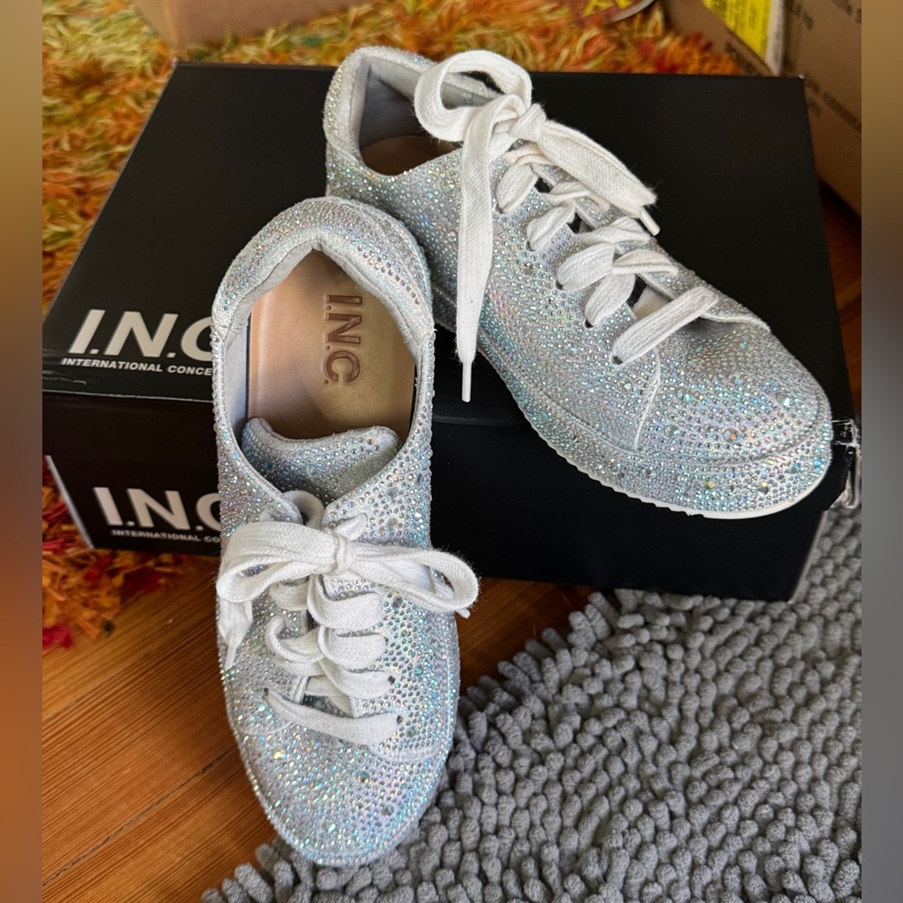 INC International Concepts Silver Textured Sneakers